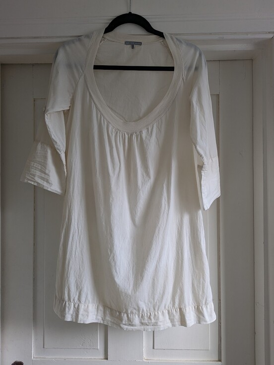 James Perse Dresses & Skirts - James Perse Ivory Mini Dress w/ Roll Up Sleeve Option- JP 2